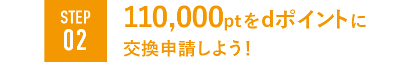 STEP02 110,000ptをdポイントに交換申請しよう！